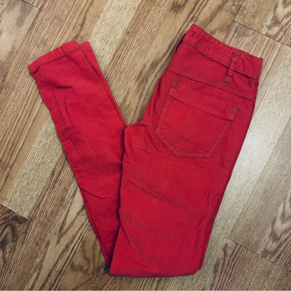 Free People Red Corduroy Pants Straight Leg Size 25 - Picture 6 of 12